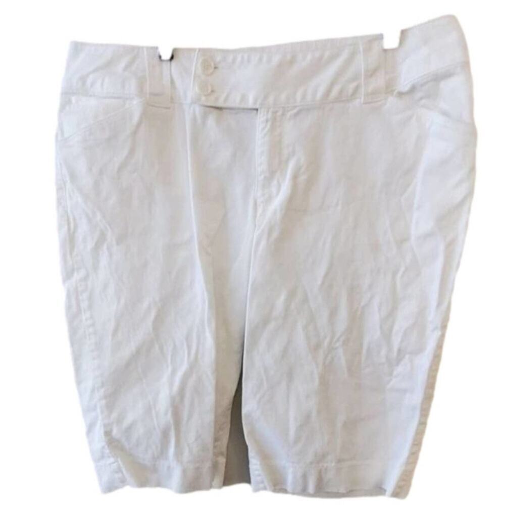 Lane Bryant White Bermuda Shorts Womens 18 Cotton Stretch Knee Length Casual